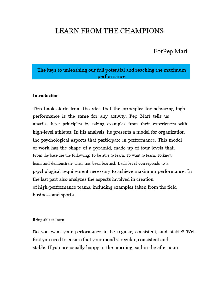 Unlocking High Performance Principles | PDF | Motivation | Motivational