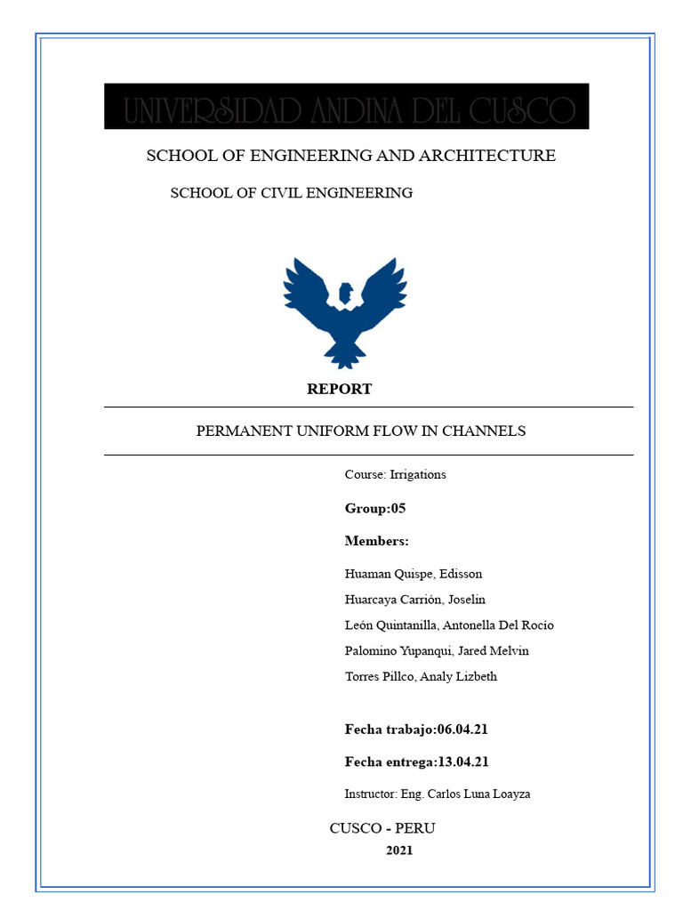 Permanent Uniform Flow in Channels | PDF | Reynolds Number | Force