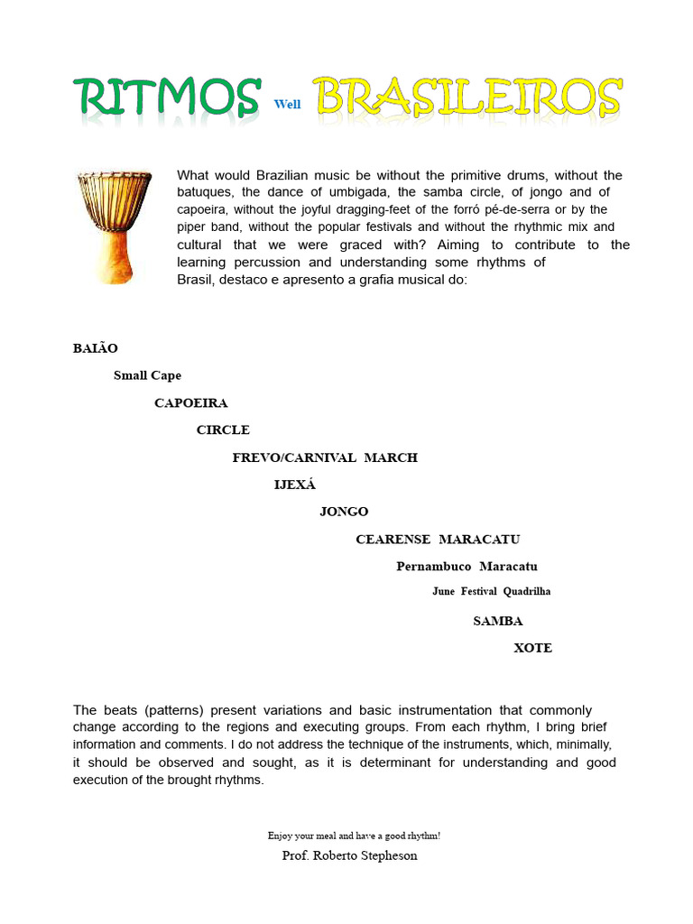 Brazilian Rhythms Handbook PDF | PDF | Musicology | Performing Arts