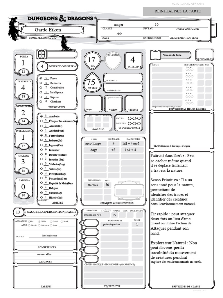 Feuille De Personnage D D 5e 2023 PDF
