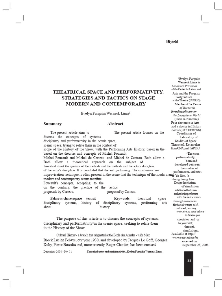 Theatrical Space and Performativity Analysis | PDF
