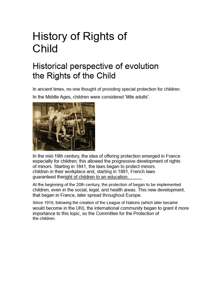 Evolution of Children's Rights History | PDF | Children's Rights ...