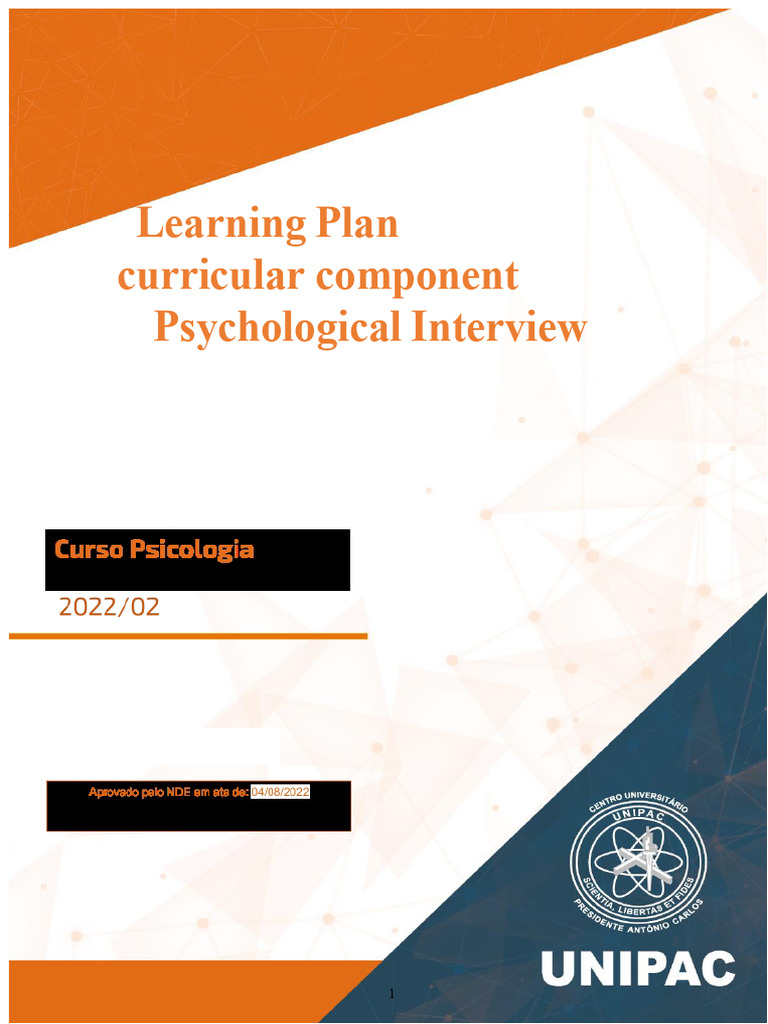 Psychological Interview Learning Plan | PDF | Psychology | Psychologist