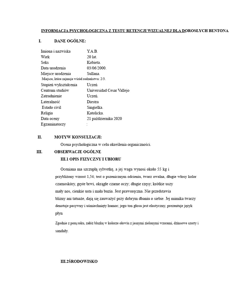 Raport Z Testu BENTON | PDF