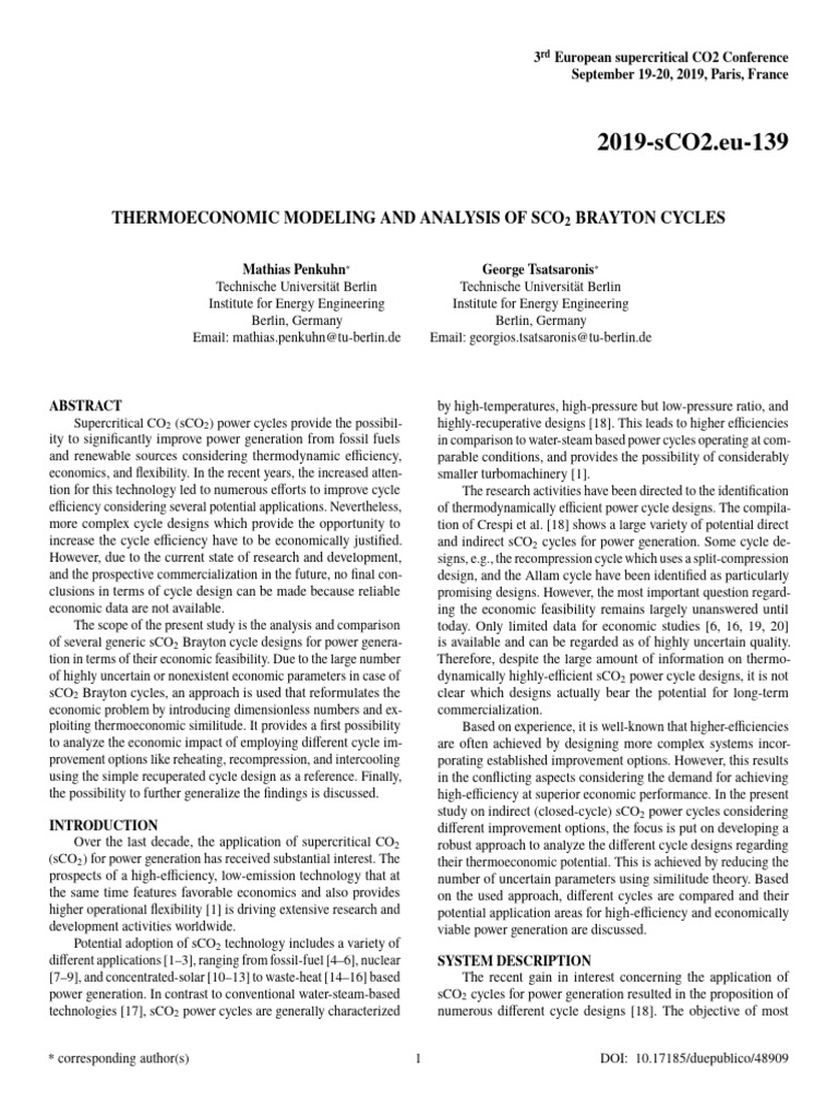 Thermoeconomic Analysis of sCO2 Cycles | PDF | Heat | Thermodynamics