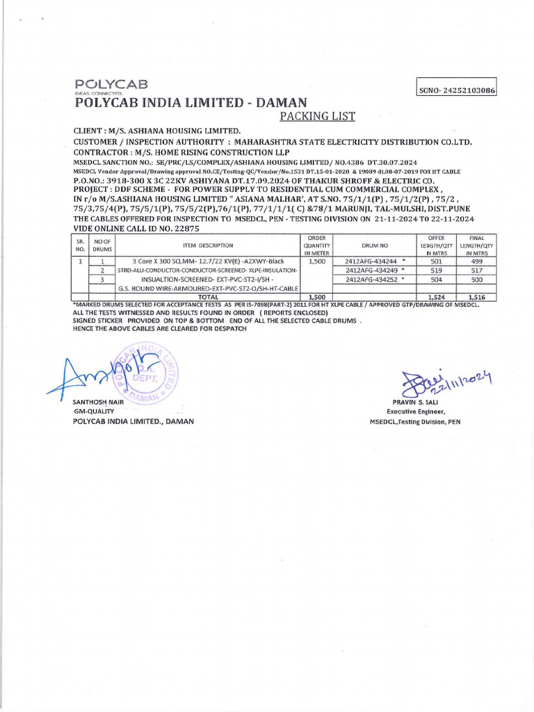 HT Cable Test in Factory | PDF