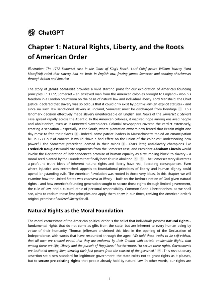 Somerset Case: Liberty and Natural Rights | PDF | Liberty | Rule Of Law