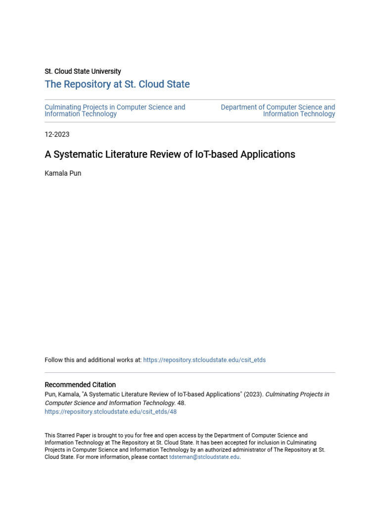 A Systematic Literature Review of IoT-based Applications | PDF ...