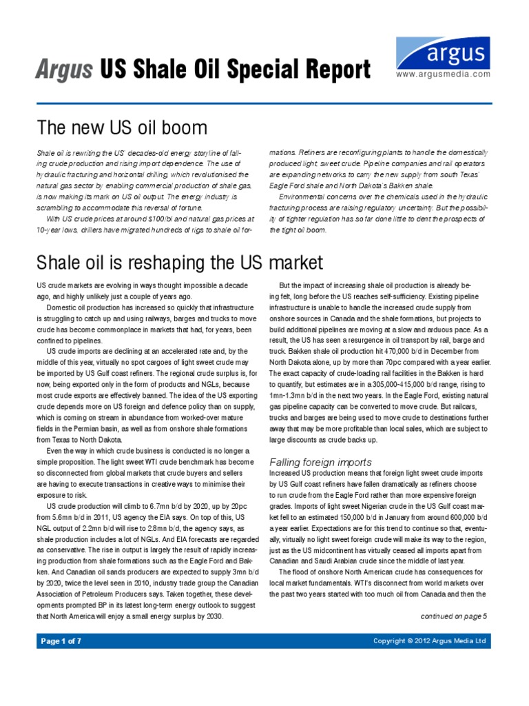 Argus US Shale Oil Special Report | PDF | Hydraulic Fracturing | West ...