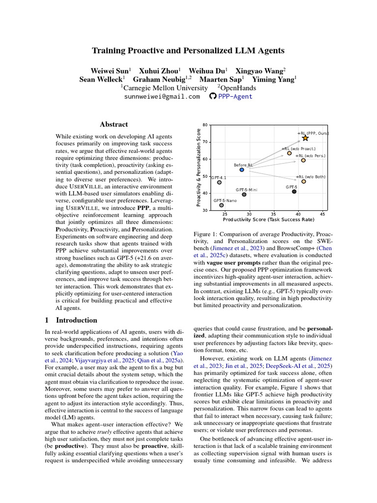 Proactive Personalized LLM Agent Training | PDF | Simulation | Usability