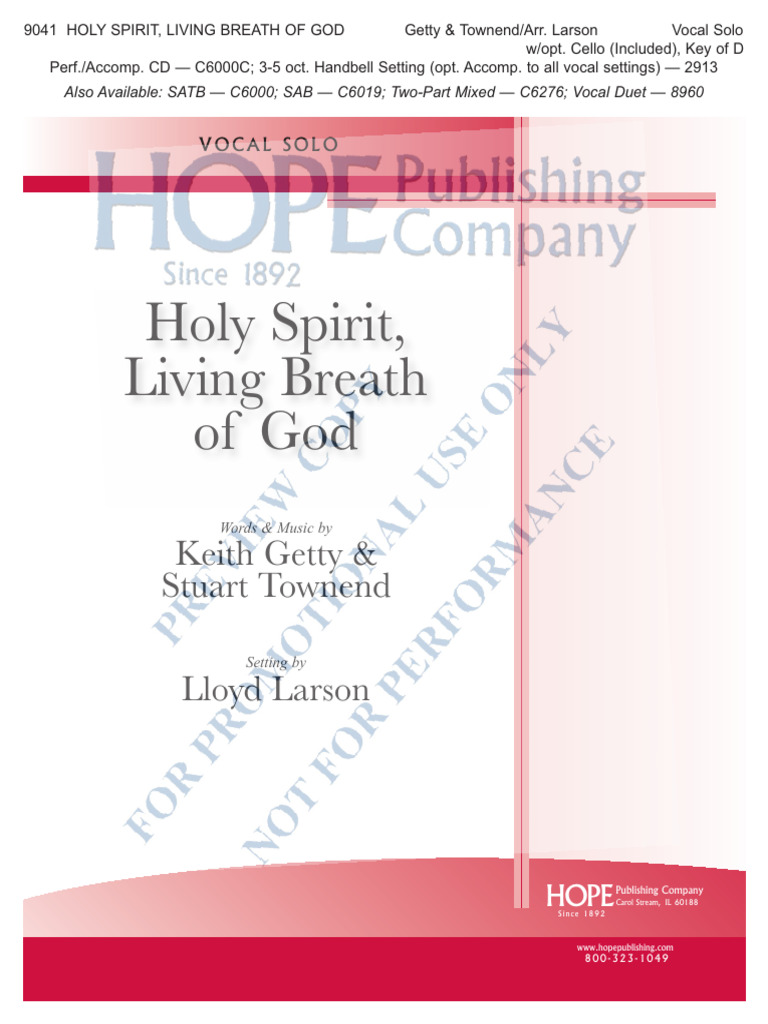 Holy Spirit: Vocal Solo Arrangement | PDF
