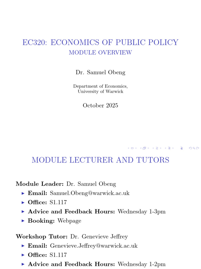 Economics of Public Policy Module Guide | PDF