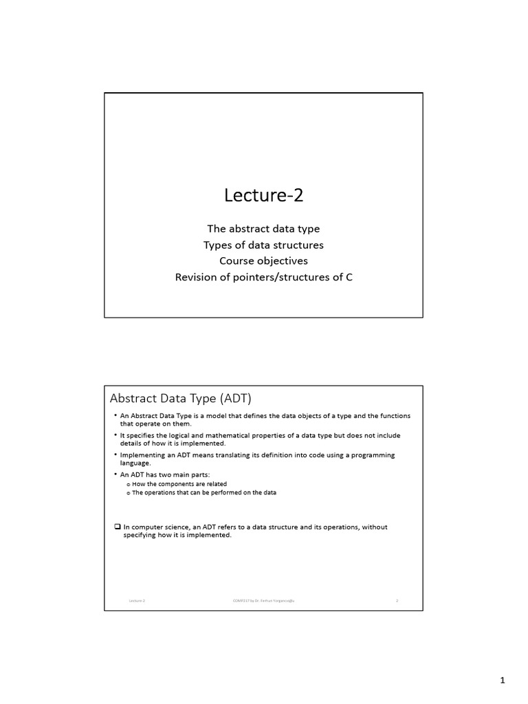 217 Lecture-02 | PDF | Pointer (Computer Programming) | Data Type