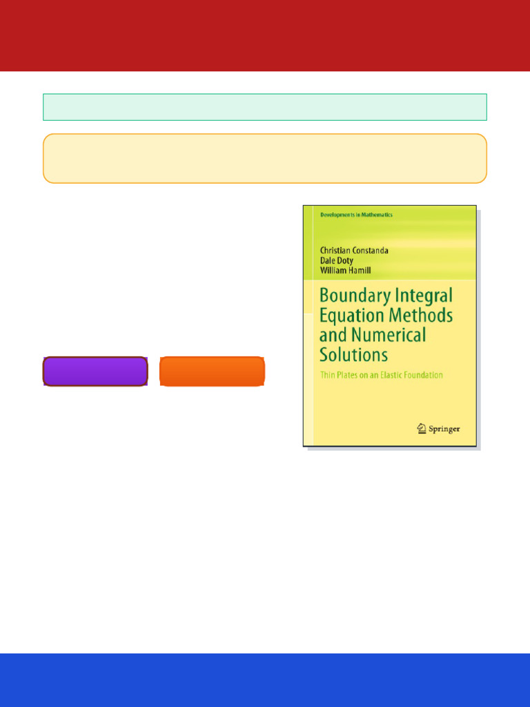 Boundary Integral Equation Methods and Numerical Solutions Thin Plates ...