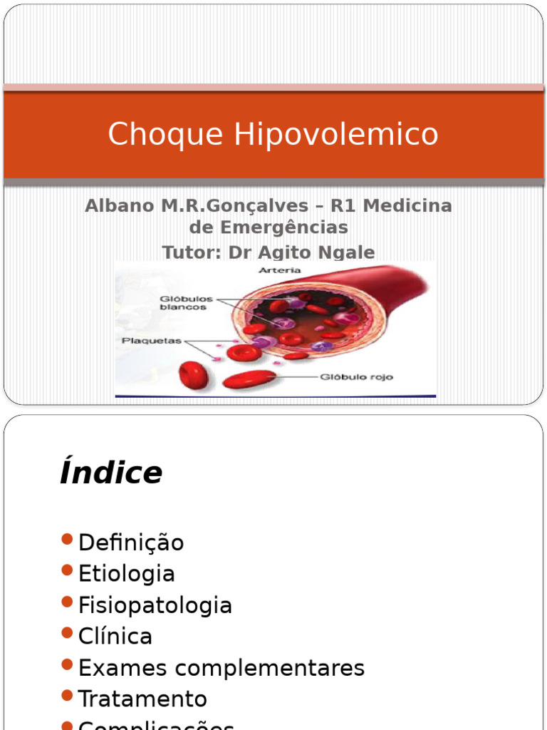 Choque Hipovolemico | PDF | Especialidades médicas | Doenças e distúrbios