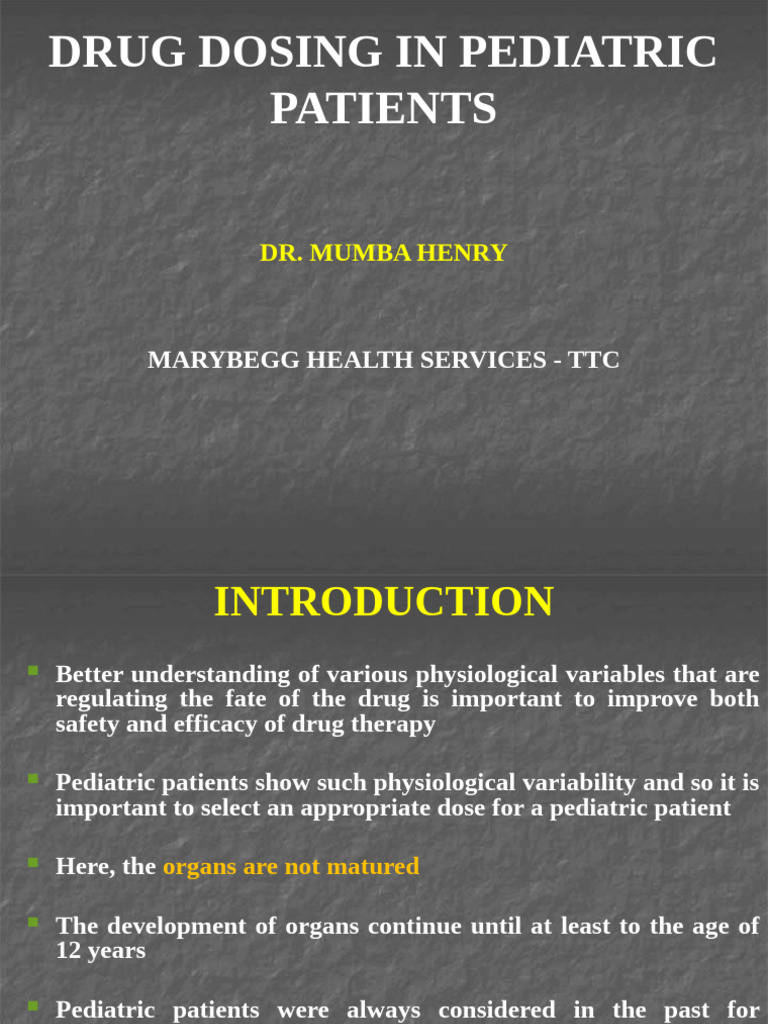 Pediatric Drug Dosing Guidelines | PDF | Drug Metabolism | Pharmacokinetics