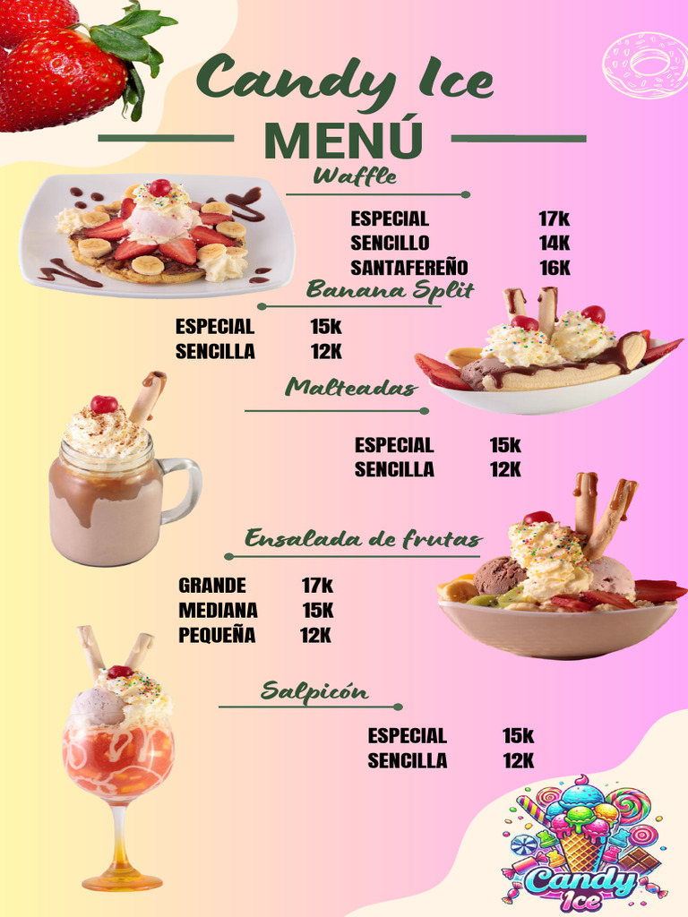 Menú Variado de Helados y Bebidas | PDF