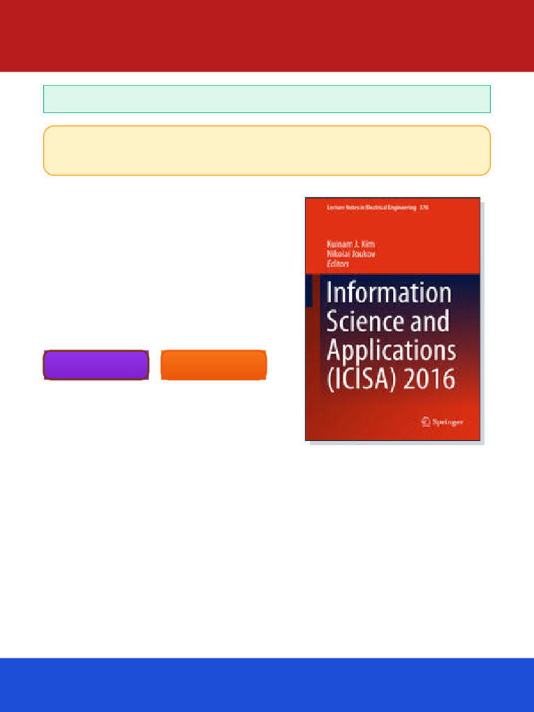Information Science and Applications ICISA 2016 1st Edition Kuinam J ...