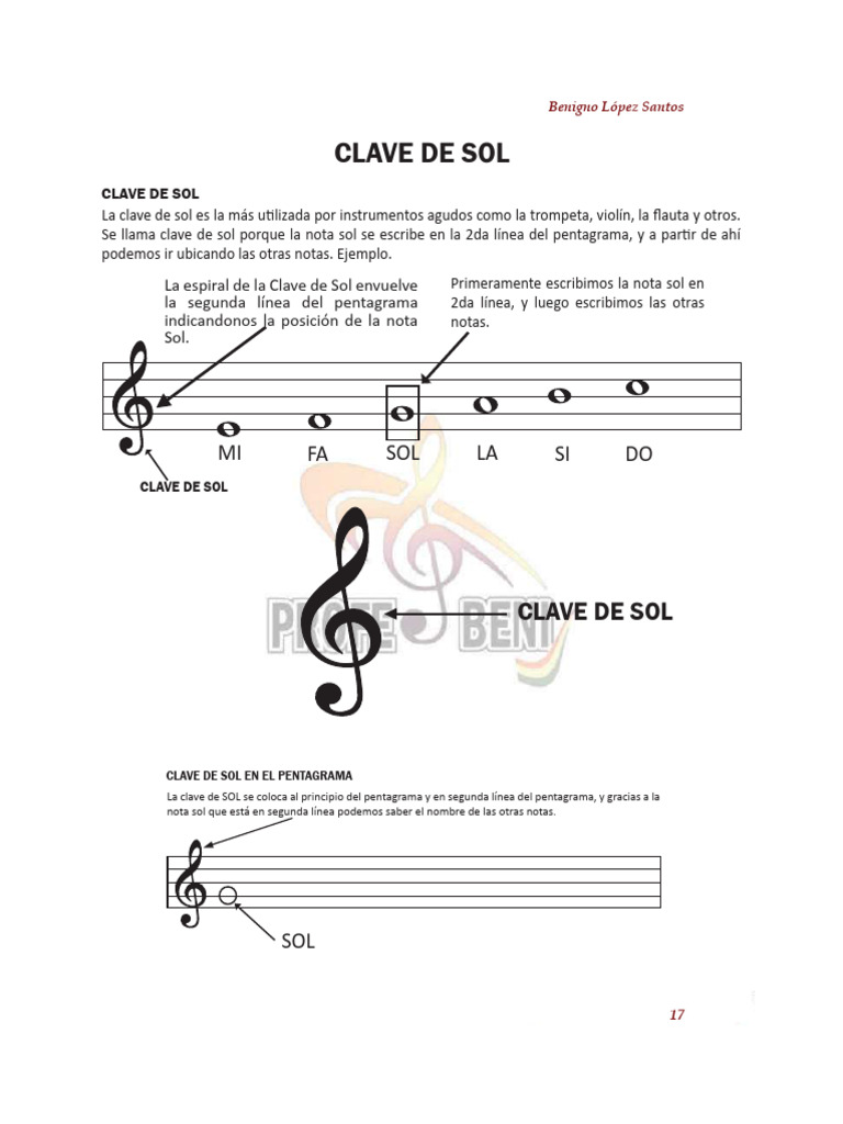 Clave de Sol: Notas y Prolongaciones | PDF | Clave | Notación musical