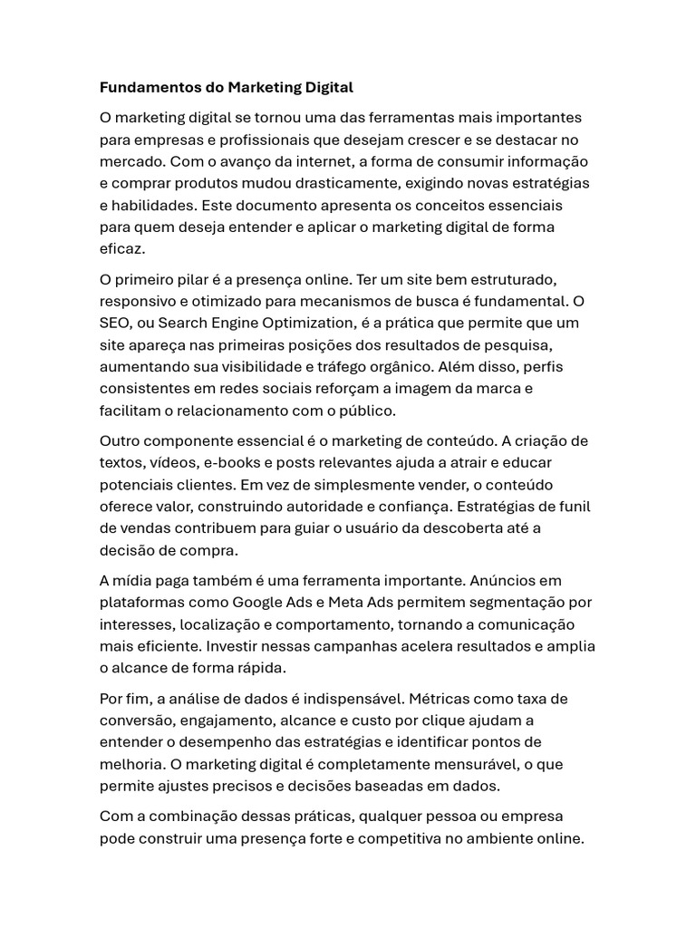 Fundamentos do Marketing Digital Eficaz | PDF