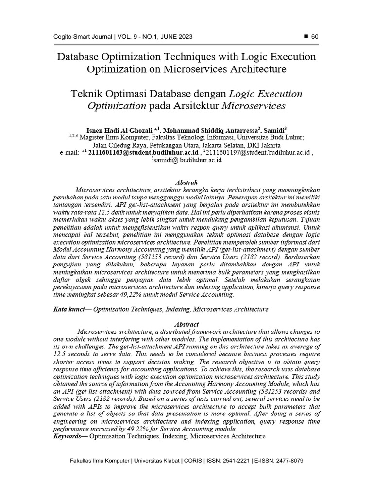 Database Optimization in Microservices | PDF | Database Index | Databases
