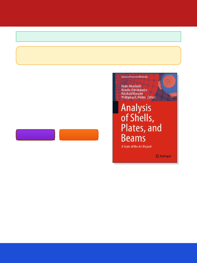 Analysis of Shells Plates and Beams A State of The Art Report Holm ...