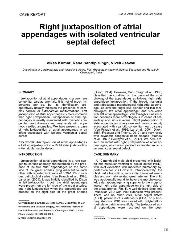Right Juxtaposition of The Right Atrial Appendage | PDF | Congenital ...