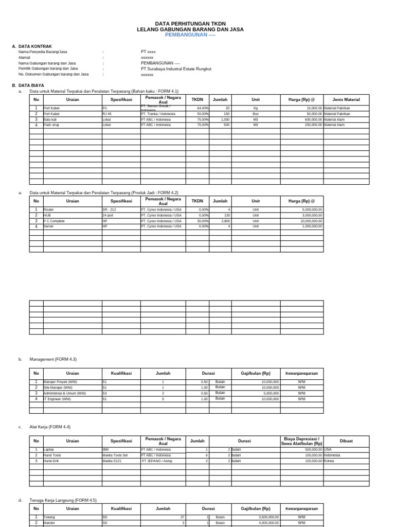 Data TKDN Lelang Pembangunan Barang Jasa | PDF