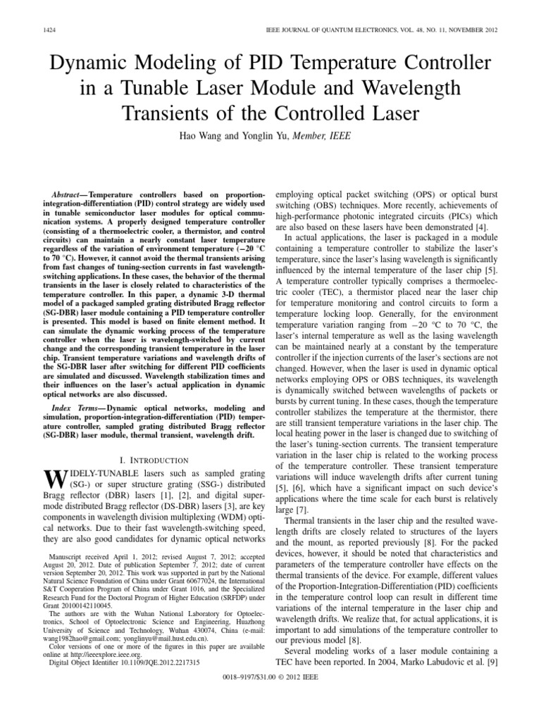 Dynamic Modeling of PID Temperature Controller in A Tunable Laser ...