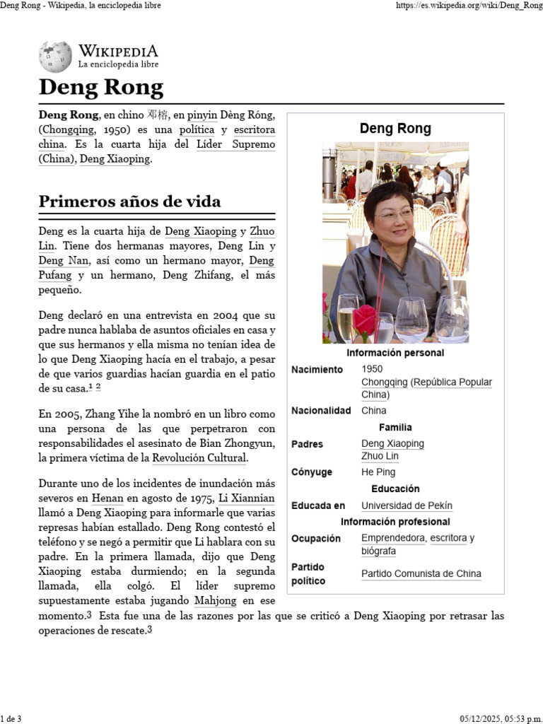 Deng Rong: Hija de Deng Xiaoping | PDF | Deng Xiaoping