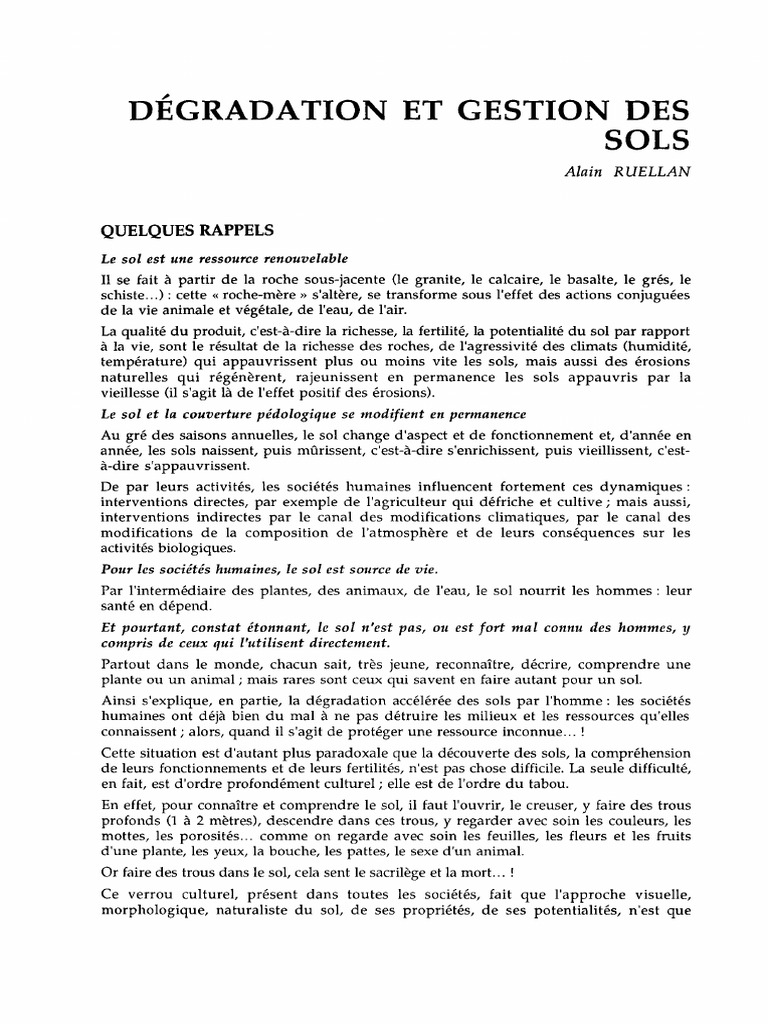 Gestion et dégradation des sols | PDF | Sol (pédologie) | Fertilité des ...