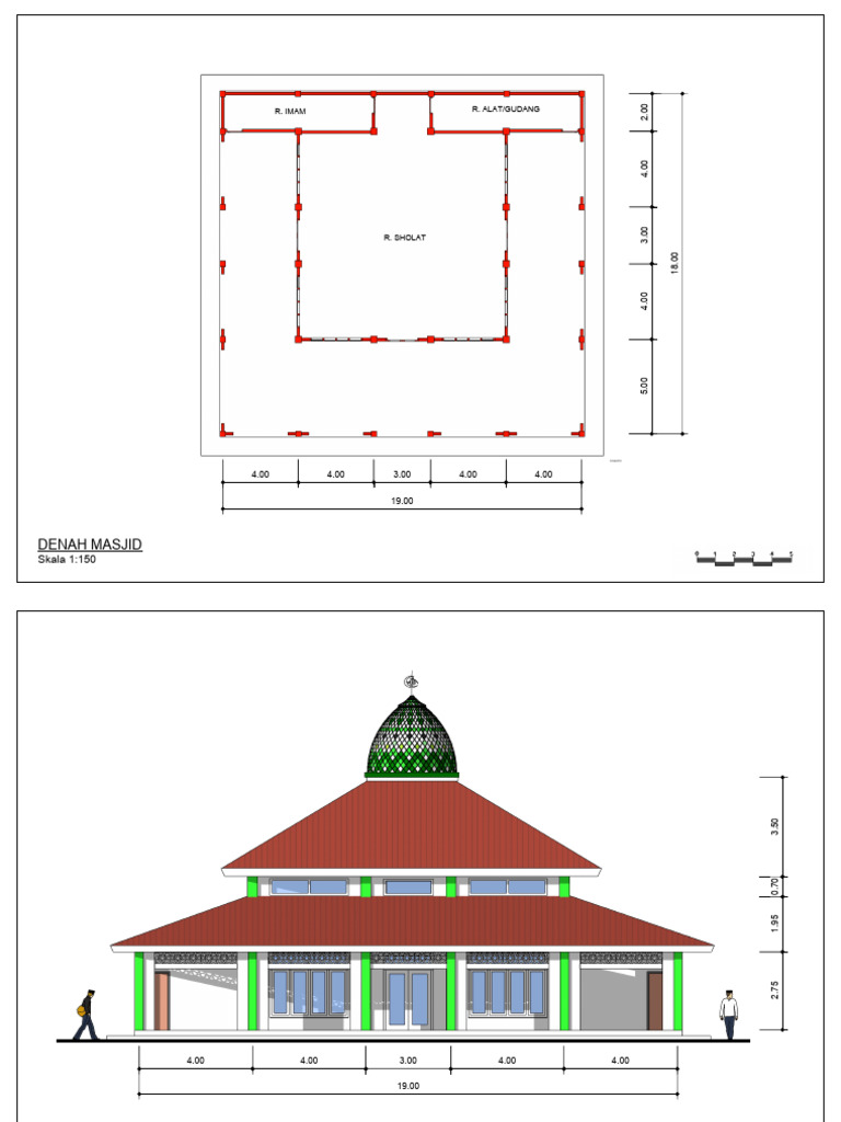 Masjid Satu Lanatai Dengan Luas 19m X 18m | PDF