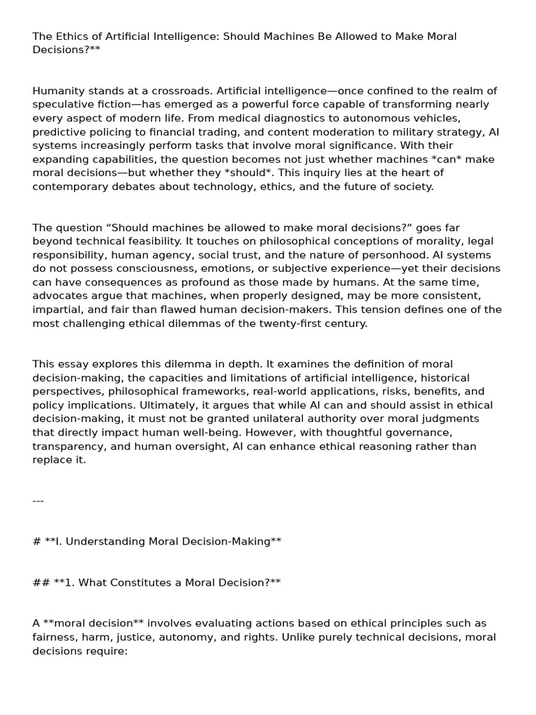 Ethics of AI in Moral Decision-Making | PDF | Artificial Intelligence ...