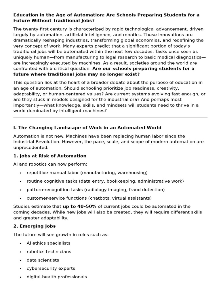 Preparing Students for an Automated Future | PDF | Automation ...