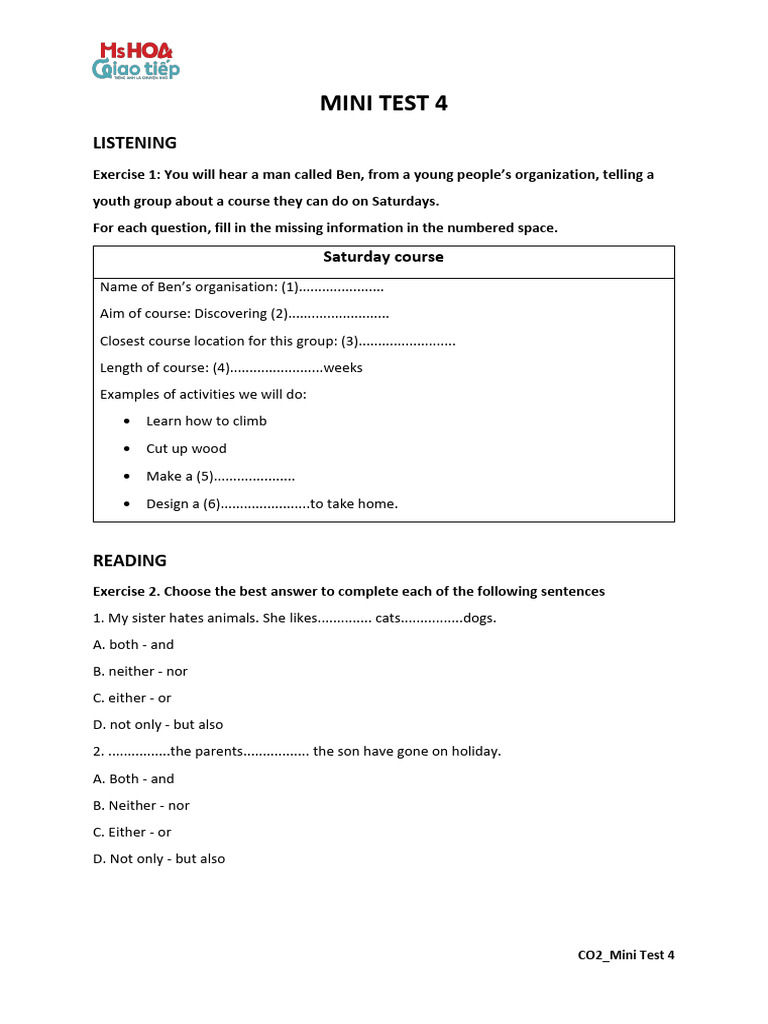 MINI TEST 4 | PDF | Social Security (United States) | Social Policy