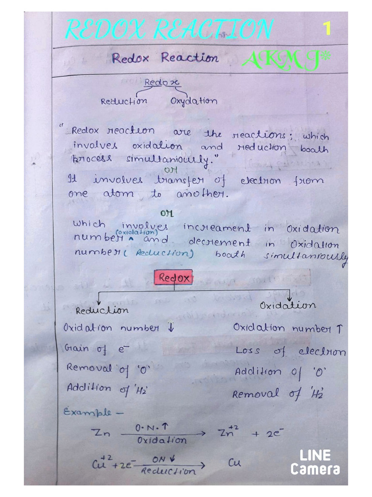 Redox Reaction Notes by Abdullah NAUP | PDF