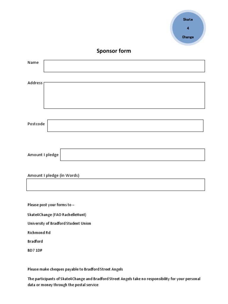 Sponsor Form | PDF | Sports & Recreation
