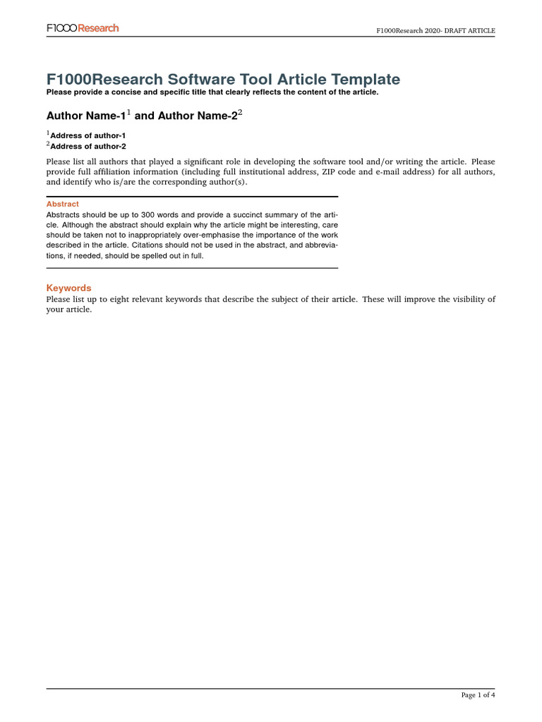 F1000Research Software Tool Article Guide | PDF | Te X | Abstract (Summary)