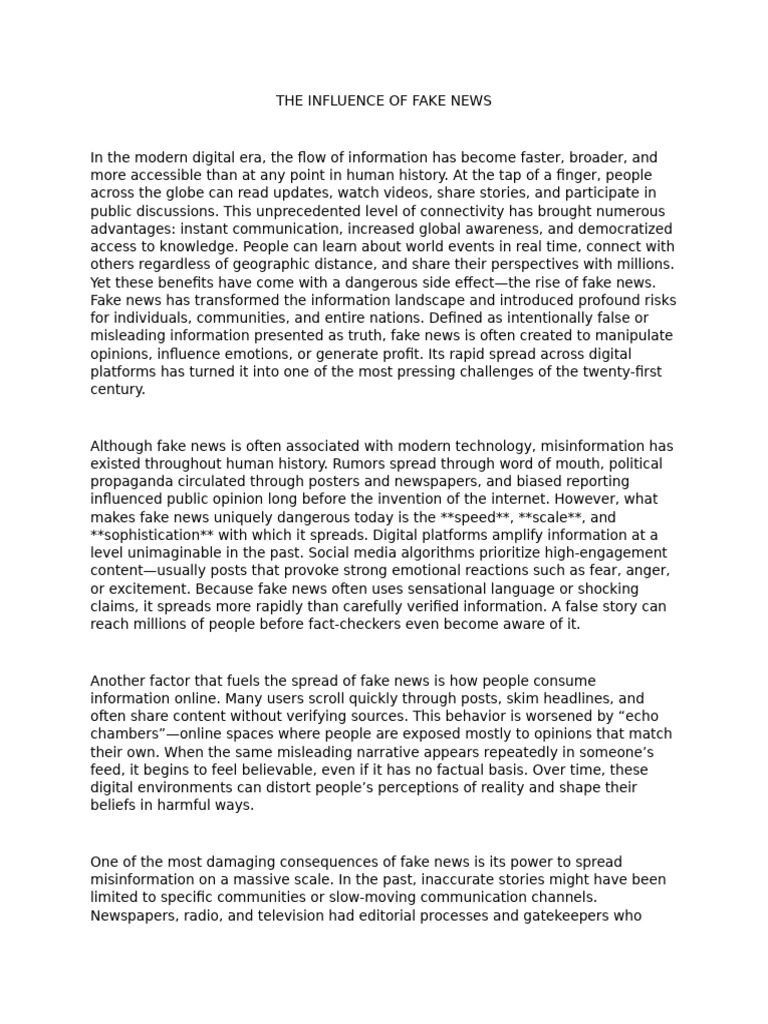 The Impact of Fake News Today | PDF | News | Mass Media