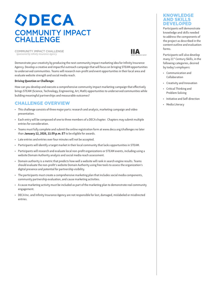Community Impact Challenge for STEAM Access | PDF | Performance ...