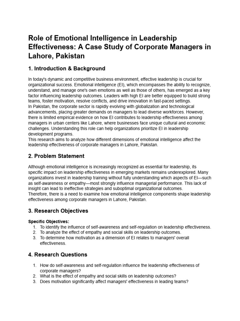Emotional Intelligence in Lahore Leadership | PDF | Leadership ...
