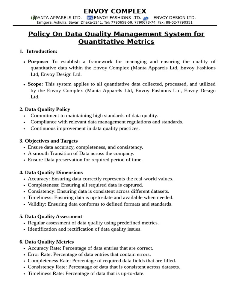 Data Quality Management Policy Overview | PDF | Data Quality | Accuracy ...
