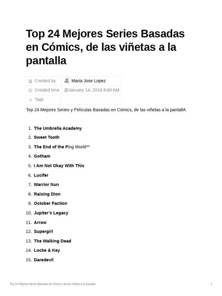 Mejores Series Basadas en Cómics | PDF | hombre murciélago