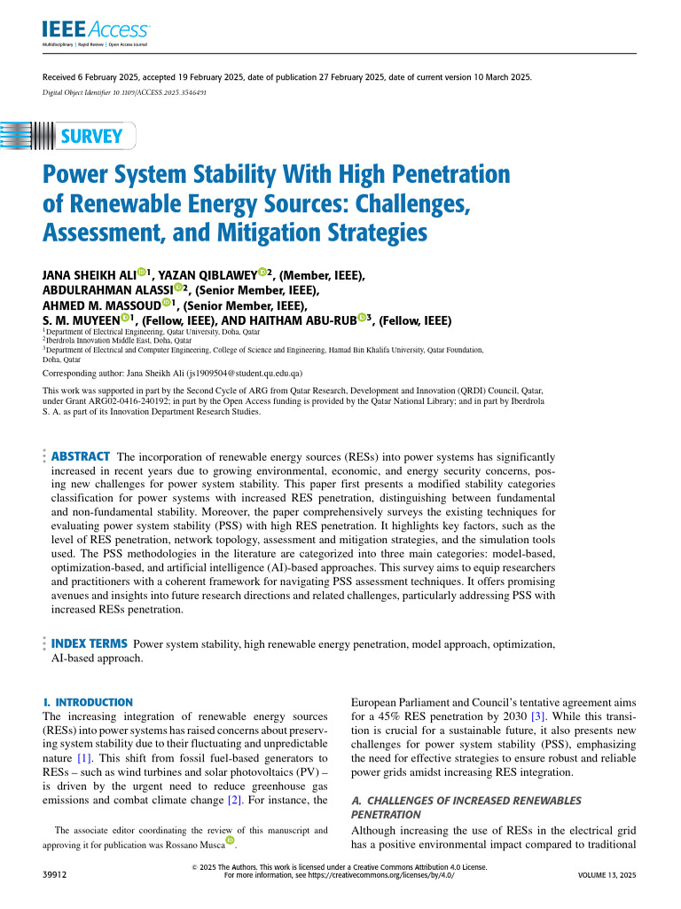Power System Stability With High Penetration of Renewable Energy ...