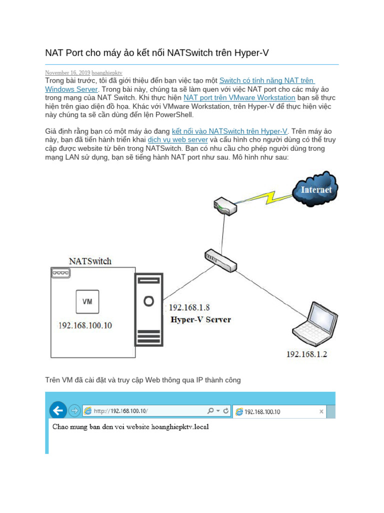 NAT Port Cho Máy Ảo Kết Nối NATSwitch Trên Hyper | PDF