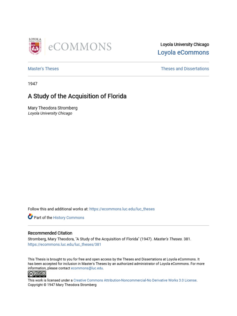 Acquisition of Florida: A Historical Study | PDF | Thesis | Louisiana