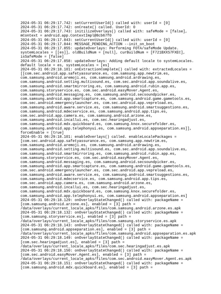 Samsung Overlay Initialization Log | PDF | Android (Robot) | Personal ...