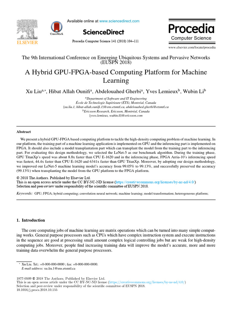 A Hybrid GPU-FPGA-based Computing Platform for Machine Learning | PDF ...