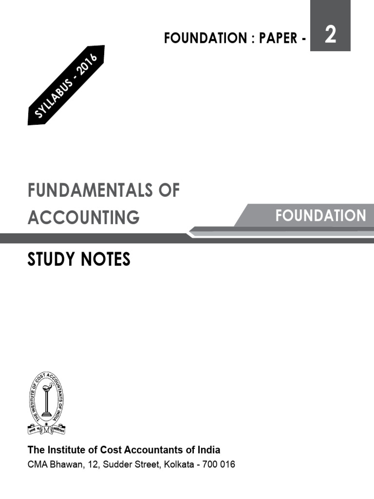 Fundamentals of Accounting Study Notes | PDF | Debits And Credits ...