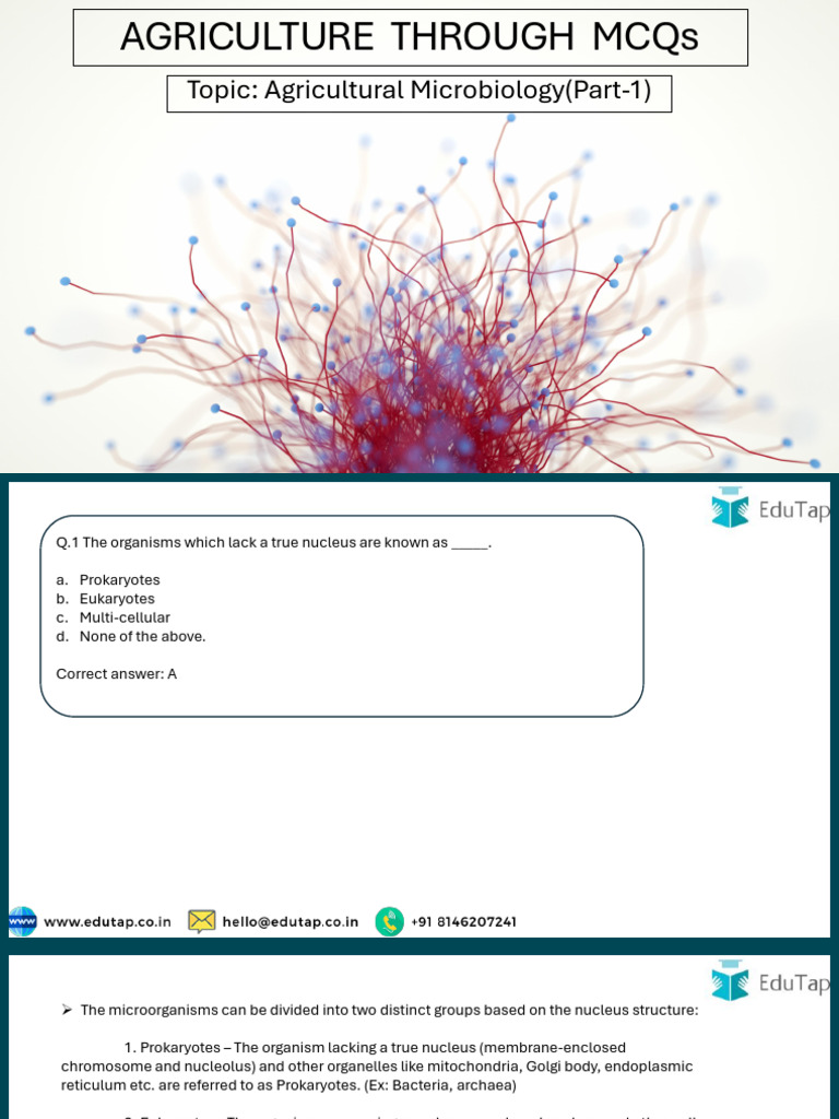 Agricultural Microbiology MCQs Guide | PDF | Cell (Biology) | Gram ...